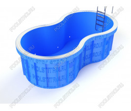 Полипропиленовый бассейн София medium. 7.2х2.8х1.5. нержавейка. переливной. . 5 мм
